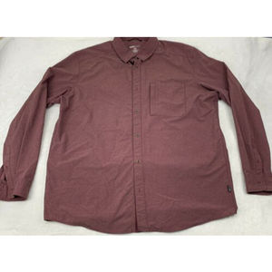 Men’s Swiss Tech Button Down Shirt Long Sleeve Pockets Stretch Nylon Wine Red XL
